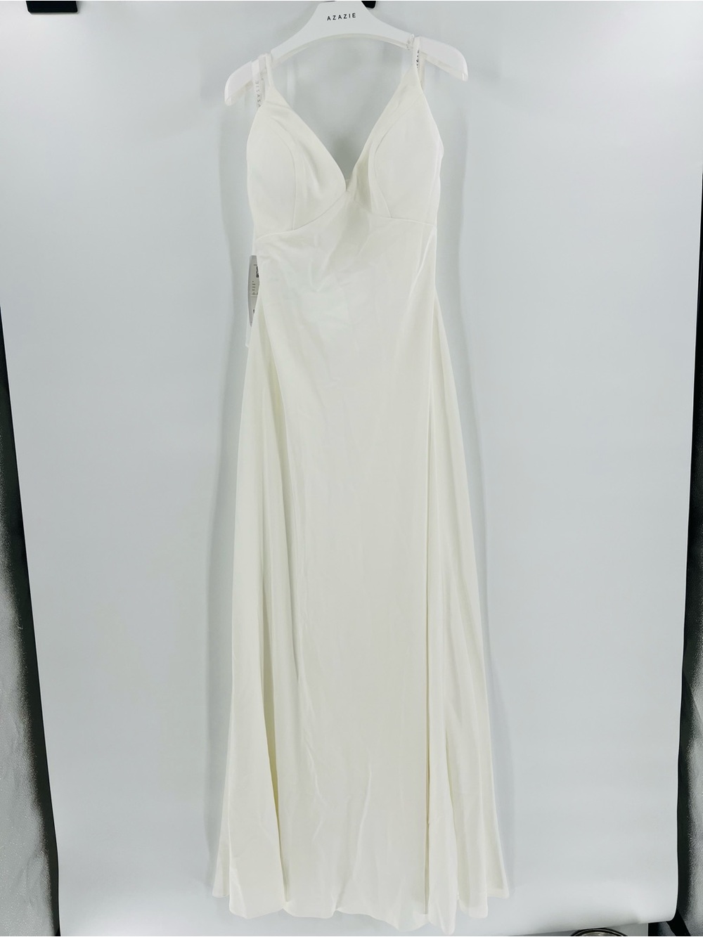 NWT Azazie Caity Dress Diamond White Size 14 | Wedding Formal Chiffon Gown - Picture 3 of 16